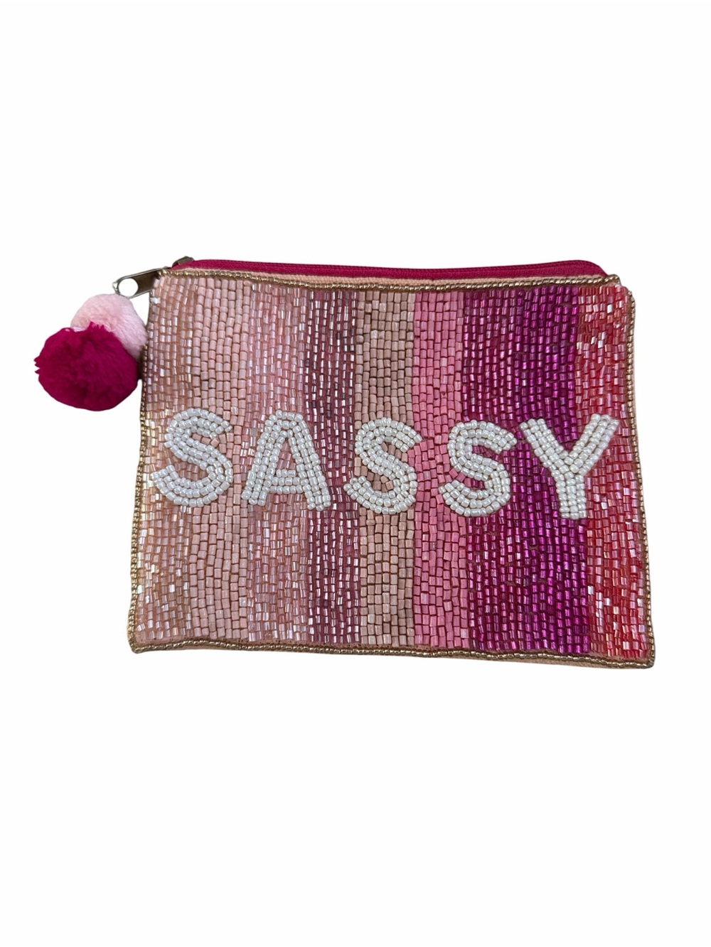 Shirdee SASSY Pink Ombre Beaded Coin Pouch